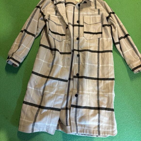 The Normal Brand Authentic Toni wool blend  Duster/ cr blk plaid size Large - Picture 1 of 9